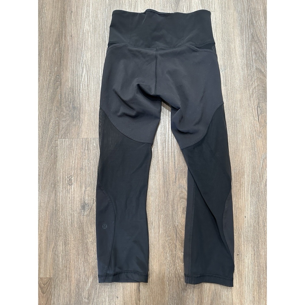 Lululemon Wunder Train Mesh Panel High-Rise Crop 21"‎ Black Sz 4